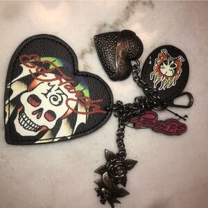 ‼️ Ed Hardy Skull Heart Keychain